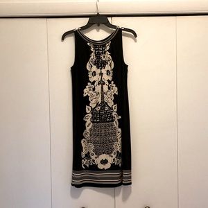 Max Studio, XS: Floral Black and Beige Dress